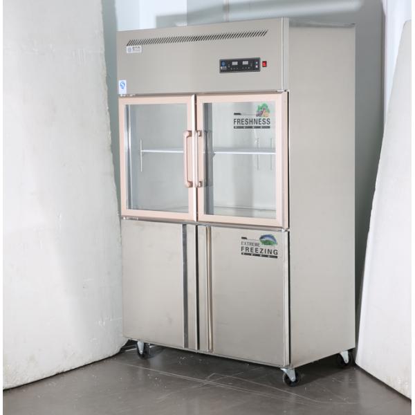 Glass Door Stainless Steel Freezers Double Temperature 220V