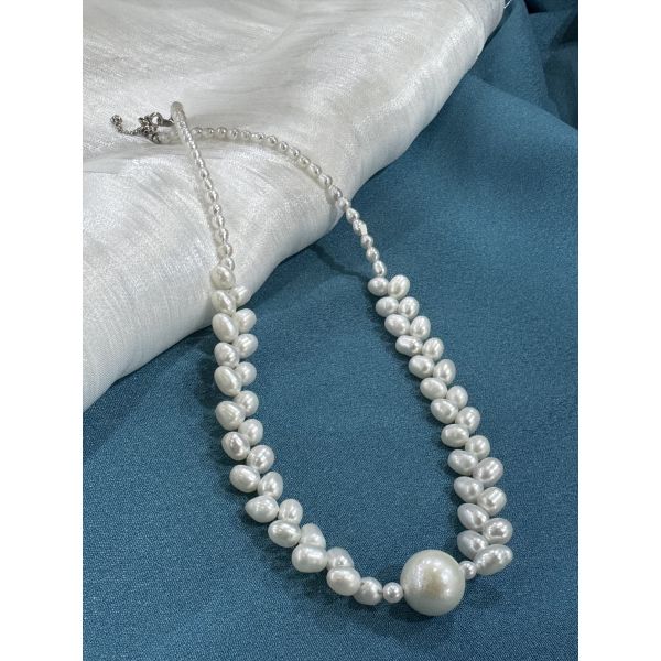 New promotion hot style Rice Pearl Stone Necklace Wholesale Jewelry Ear Of Wheat Shape Necklace Fresh Water Seed Pearl Necklace