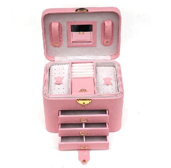 Big Stand Up Wooden Jewelry Organizer Box Armoire Ring Necklace Rigid