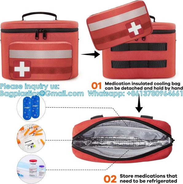 Medicine Storage Bag, Pill Bottle Organizer With Medication Cooler Bag And Small Pouch, Medical Bag For Emergency