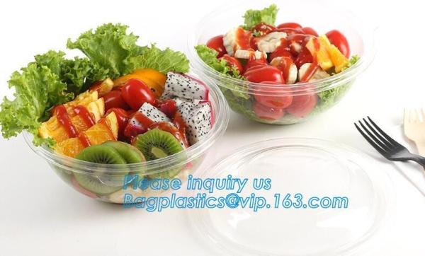 1250ml Clear Round Disposable Large PET Plastic Fruit Salad Bowl with Lid Packaging Cup,Disposable PET Plastic Salad Bow
