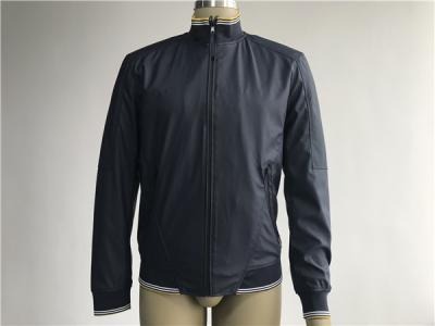 Navy Color Light Weight Pu Material Jacket With Mesh Lining And Rib Details