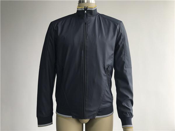 Navy Color Light Weight Pu Material Jacket With Mesh Lining And Rib Details