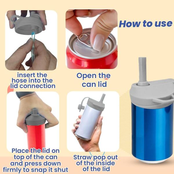 4 Pack Silicone Soda Can Lids With Straw, Soda Can Covers With Silicone Straw BPA-Free Reusable For Fits Standard For Canned Beverage, Beer, Juice,Seltzer