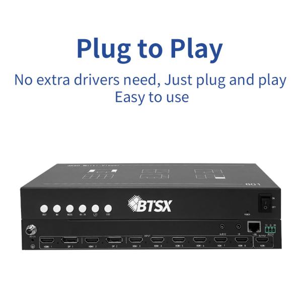 RS232 Control Options 8 HDMI Input Multi-Screen Display Controller for Effortless Video Switching and User-Friendly Design