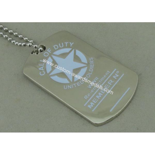 Army Personalised Dog Tags , Die Casting Zinc Alloy Dog Tag Nickel Plating