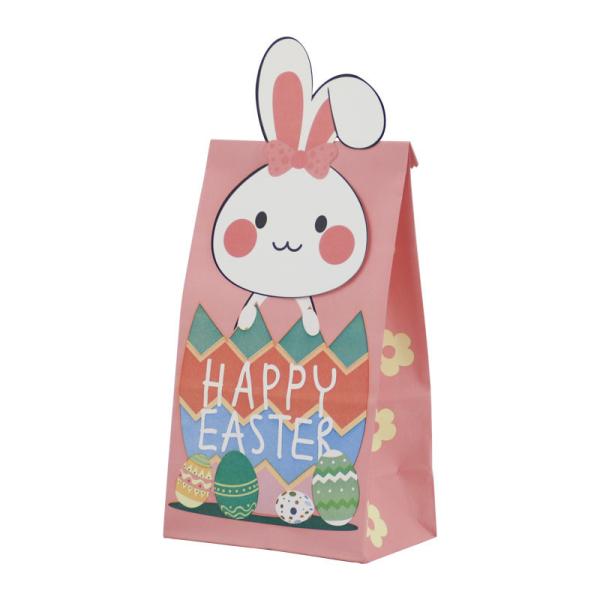 Fold-over Flap Food Packaging Paper Bag，Easter Day Food Takeaway Paper Biodegradable Bags