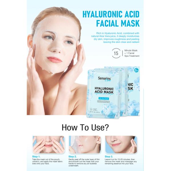 Wholesale Hyaluronic Acid Mask Organic Deep Nourishing Moisturizing Whitening Firming Fede Spots Facial Face Mask