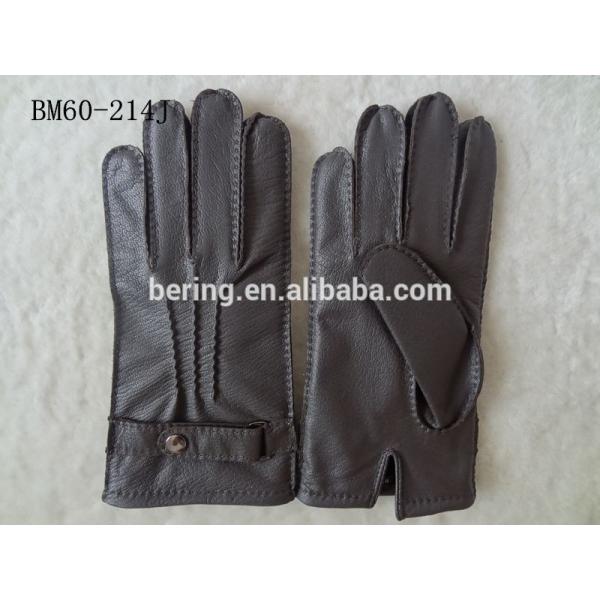 Genuine Wool Lined Mens Soft Leather Gloves Deer Skin Mens Leather Gloves