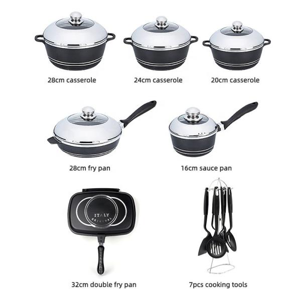 Multifunction 23 Pcs Medical Stone Non Stick Pot Set Cookware Set Aluminum Cooking Pot Set