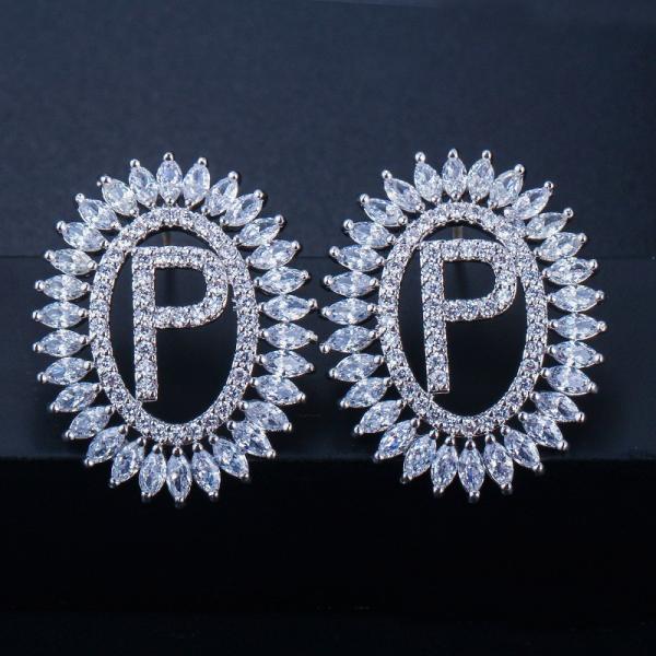 Fashion CZ Letter Earrings Jewelry Christcross-row Earrings necklace jewelry set