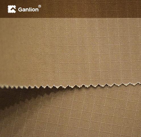 Brown Cotton Polyester T400 WR OR Anti Bacterial Fabric 225GSM