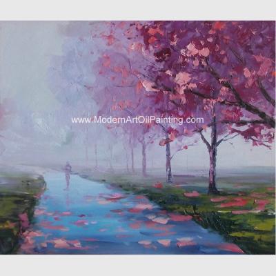 Route de campagne faite sur commande abstraite de peinture de paysage de couteau de palette pour des hôtels d'étoile