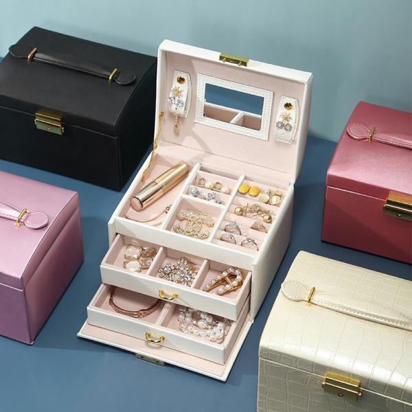 Accepable OEM/ODM Fashion Suit Travel Jewelry Boxes with Large Storage in Pu Leather