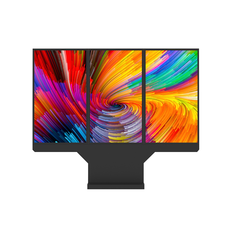 55 Inch Triple Screen Outdoor LCD Advertising Display with 3000 cd/m² Brightness and IP67 Waterproof Rating