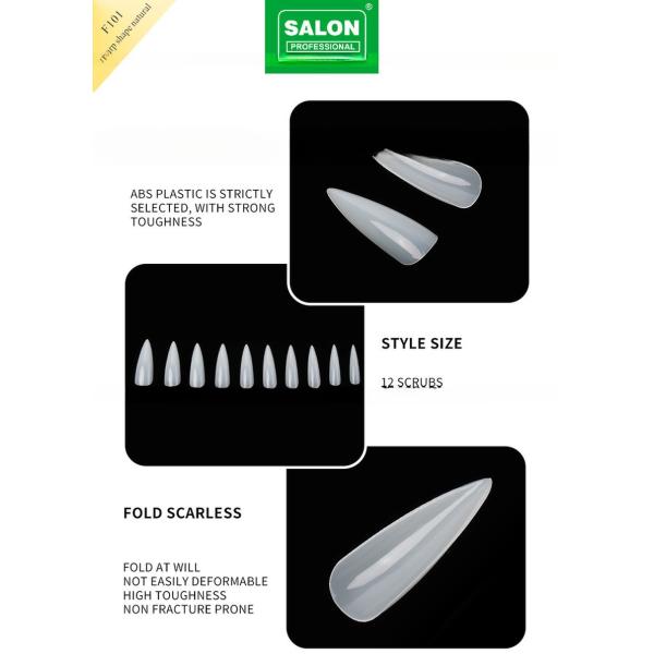 500PCS Soft Gel Nail Tips Natural Acrylic Nails Sharp Shaped False Nail Tips for Nail Art DIY 12 Sizes