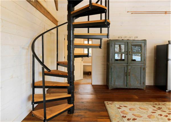 Space Saving Black Custom Spiral Staircase Uninterrupted View For Public Project
