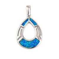 Meandro Opal Pendant With griego azul natural 925 Sterling Silver de la muchacha