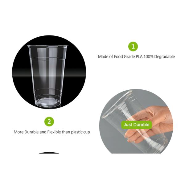 OEM Custom Logo 100% Bio Compostable PLA Transparent Cups Smoothie Beer Wine Beverage Ice CE Cold Disposable Drink To