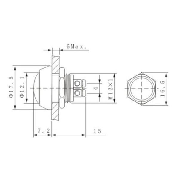 Представление прессы терминала винта переключателя кнопки DC 1NO 2A 36V алюминиевое хорошее