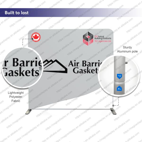 Custom Trade Show Booth with Portable Fabric Banner Podium and LED Lighting for Professional Event Space Transformation