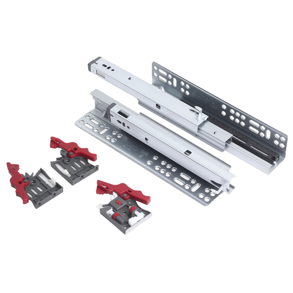 Iron Material 45mm Wide 3-Fold Contemporary Sliding Drawer Soft Close Push Open Rebound Hidden Telescopic Track Bedroom Slides