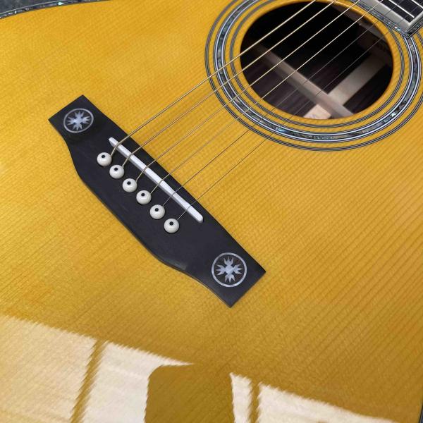 Custom Logo on Headstock, Solid Spruce OM Body Solid Rosewood Back Side Acoustic Electric Guitar Abalone Binding