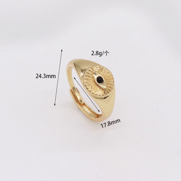 Jiexing Trendy Finger Rings 14K Gold Plated Adjustable Rings Evil Eye Jewelry