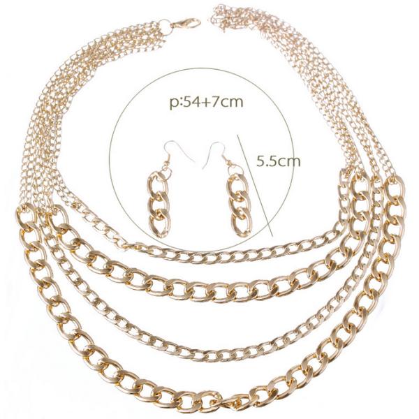 Personality wild long section of multi-chain necklace with earrings punk tassel necklace