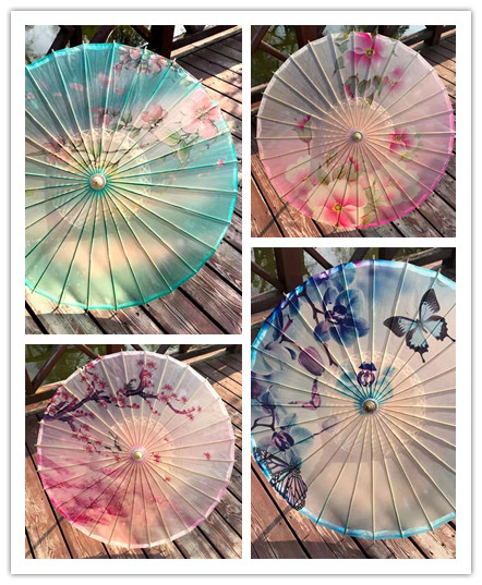 Старая верхняя часть тыквы длины радиуса 60cm зонтика 42cm китайского стиля смазанная бумажная деревянная