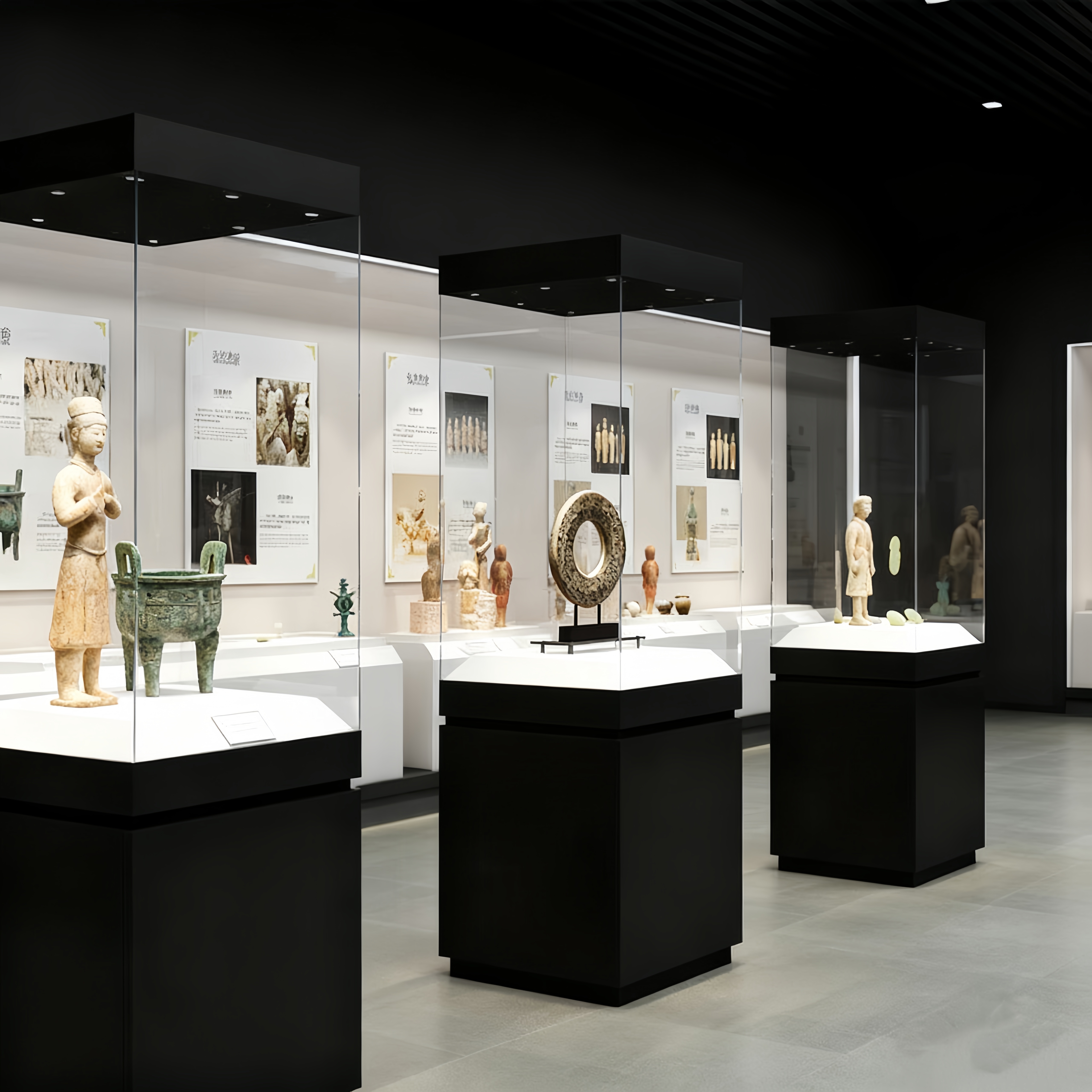 Professional Museum Display Cabinet with Adjustable Lighting
