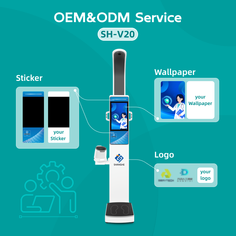 Advanced 19 Inch Android Advertising Multi Parameters Health Kiosk BMI Machine Body Height Weight Scale for Hospital
