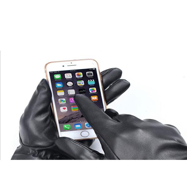 Thick Mens Leather Gloves Touch Screen Jacquard Technology CE Approved