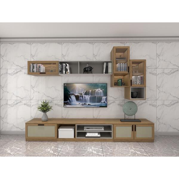 On Wall Cabinets Display Shelves By Melamine Board With Glass Racks And Floor Stand In Apartment Living Room Furniture