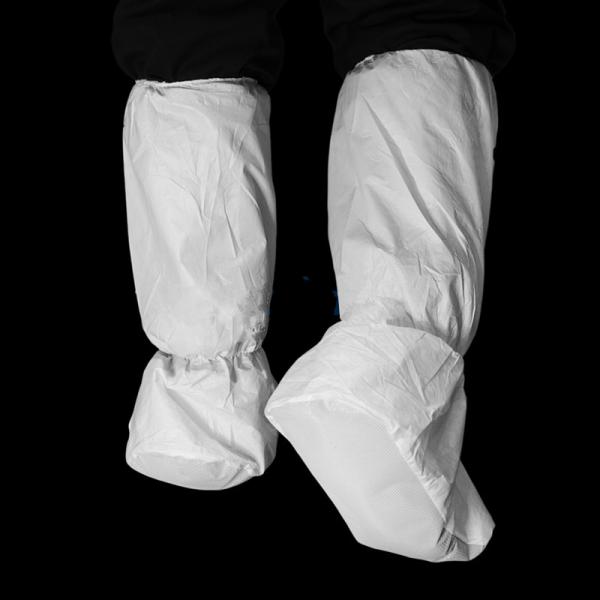 Anti Dust White Disposable Shoe Covers , Disposable Knee High Boot Covers