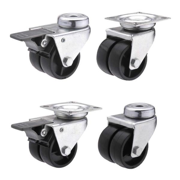 50mm Dual Wheel 70kg Capacity  Plastic Swivel Casters Wheels