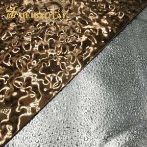 Gold PVD Coated 0.55mm Thickness 304 Stainless Steel Water Ripple Decorative Sheet
