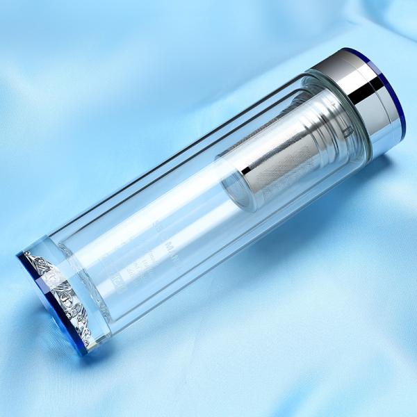 Outdoor 400ml Double Wall Glass Bottle , Coffee / Tea Infuser Water Bottle