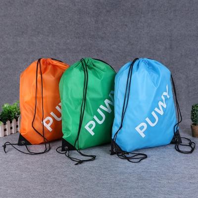 210D Polyester Bundle Pocket Reusable Grocery Tote Bags Nylon Drawstring Backpack