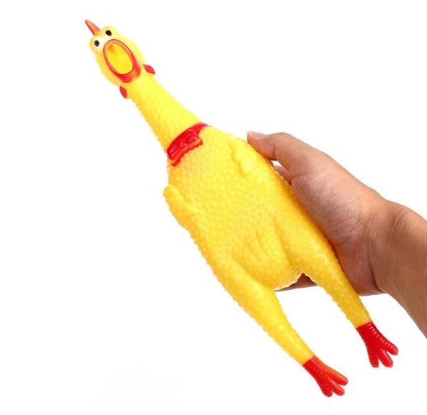 Yellow Rubber Chicken Squeaky Toys Sustainable Squeaky Chicken Dog Toys