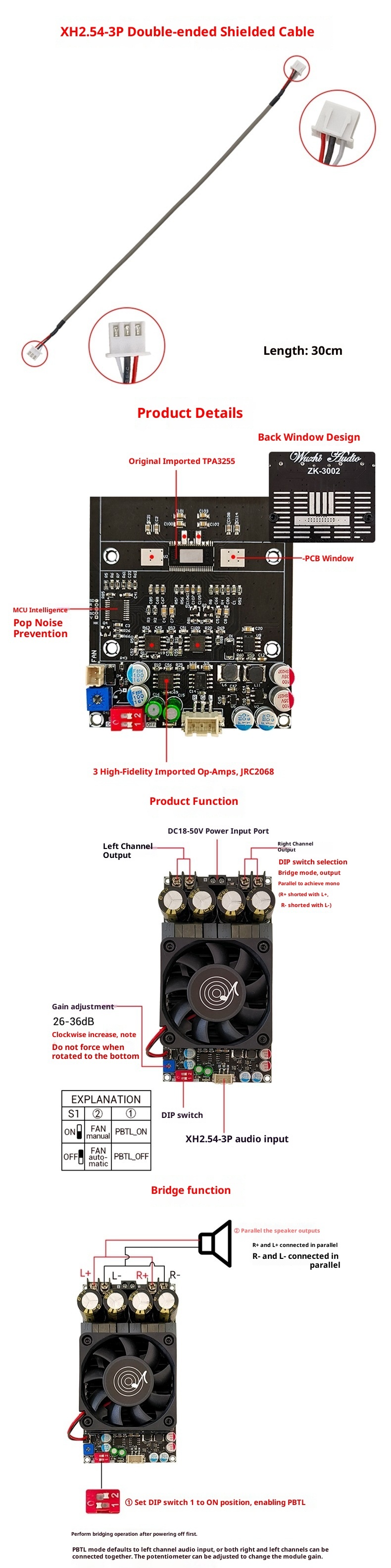 Original Brand 3002 Pure Post-stage Digital Power Amplifier Board High-power TPA3255 Stereo 300WX2 Bridge Mono 600W Model