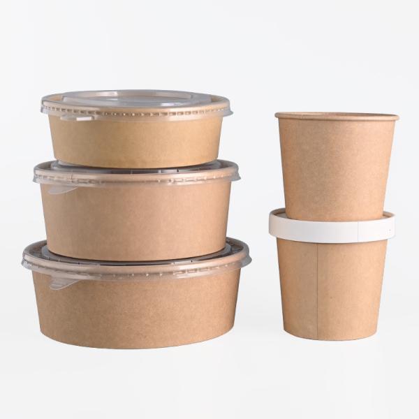 Round Thick Disposable Paper Food Containers For Food WaterProof