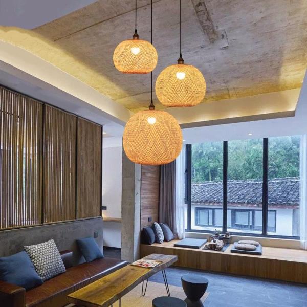 Chinese Bamboo Ball Pendant Lights Weaving Living Room Decoration Rattan Hanging Lamp(WH-WP-29)