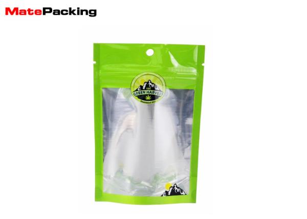 Custom Color Stand Up Plastic Pouches , Tobacco Stand Up Zipper Bags With Window