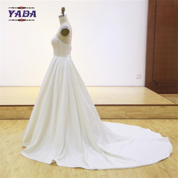 Элегантная вышивка из экрана, сатинная, длина пола, штрих-паттерн, свадебное платье, свадебное платье.