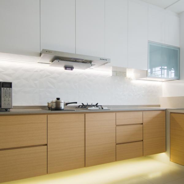 Small Kitchen Pullout Cabinet White And Wood Grain Melamine For Home