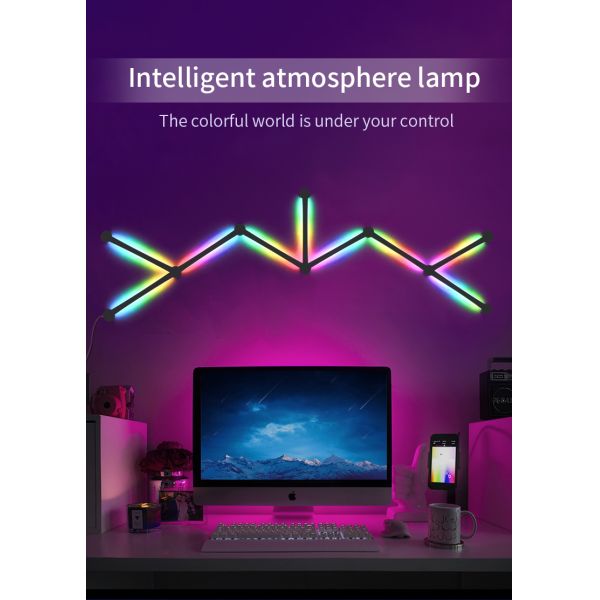 110-240V RGB Smart Splicing Glide Wall Lighting Music Sync Bar LED Light 9 Segment for Gaming Streaming Smart Home Decor