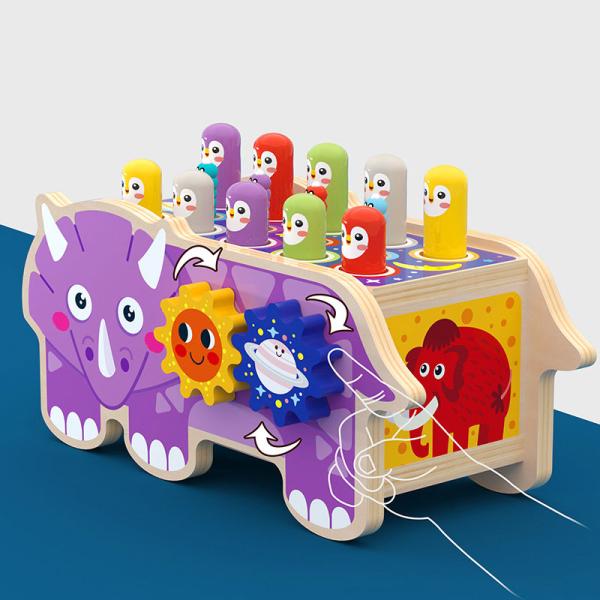 Wooden Cartoon Hitting Ground Mouse Building Blocks for Children's Early Education