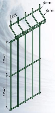 Зеленый порошок покрыл сталь проволочной изгороди панелей загородки ячеистой сети покрытую периметром сваренную