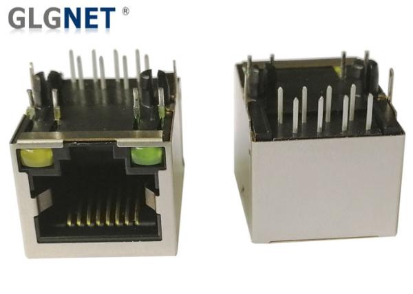 Green / Yellow LED Single Port RJ45 Modular Jack Shielded Shell Latch Down